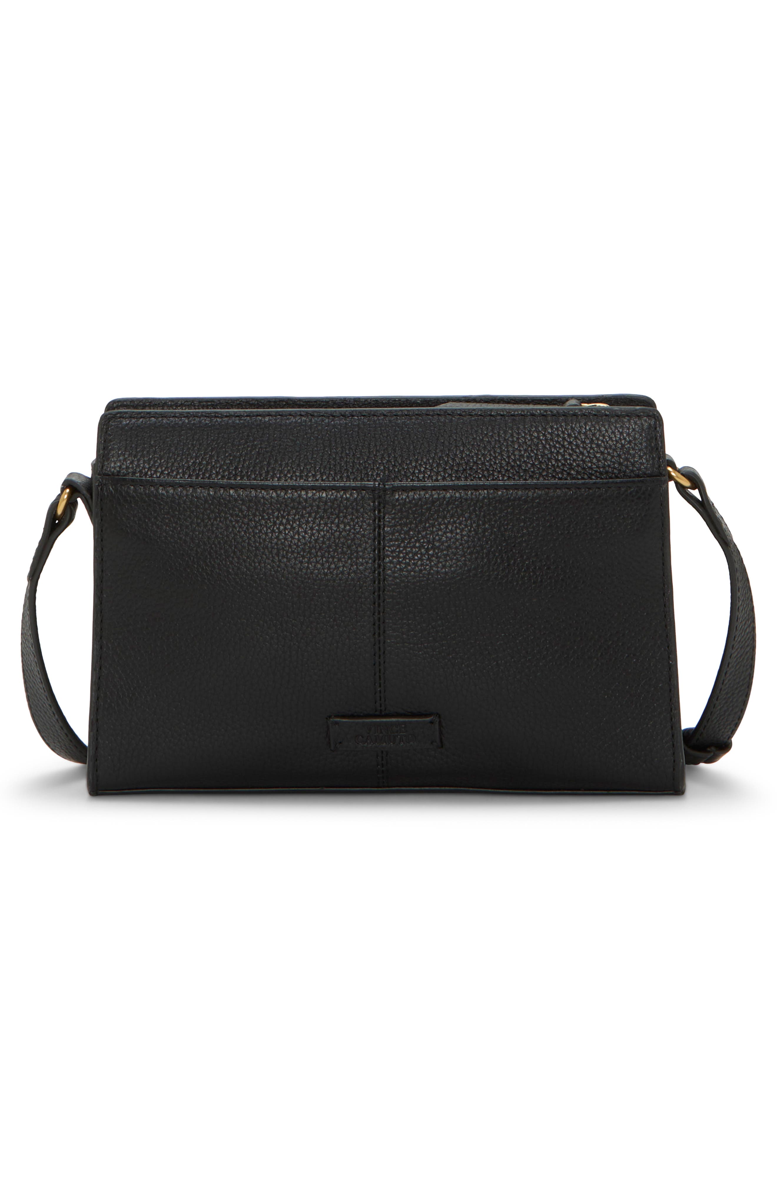 Vince Camuto Tasha Leather Crossbody Bag, Alternate, color, Black