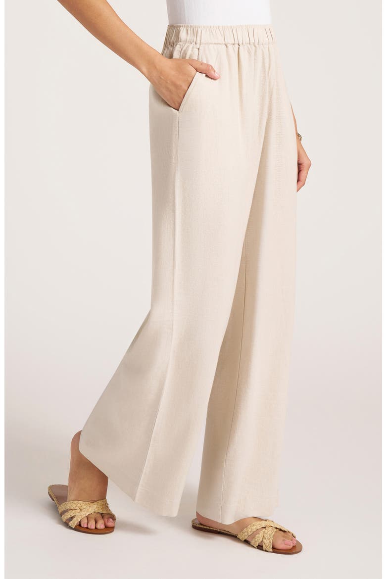 Seraphine Wide Leg Linen Blend Pants, Alternate, color, SAND