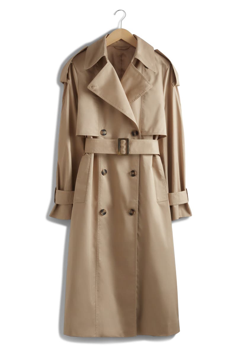 Cotton Trench Coat, Main, color, BEIGE MEDIUM DUSTY