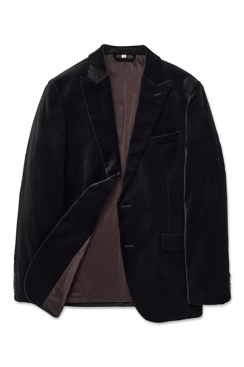 Jetsetter Slim Fit Velvet Blazer, Main, color, BLACK