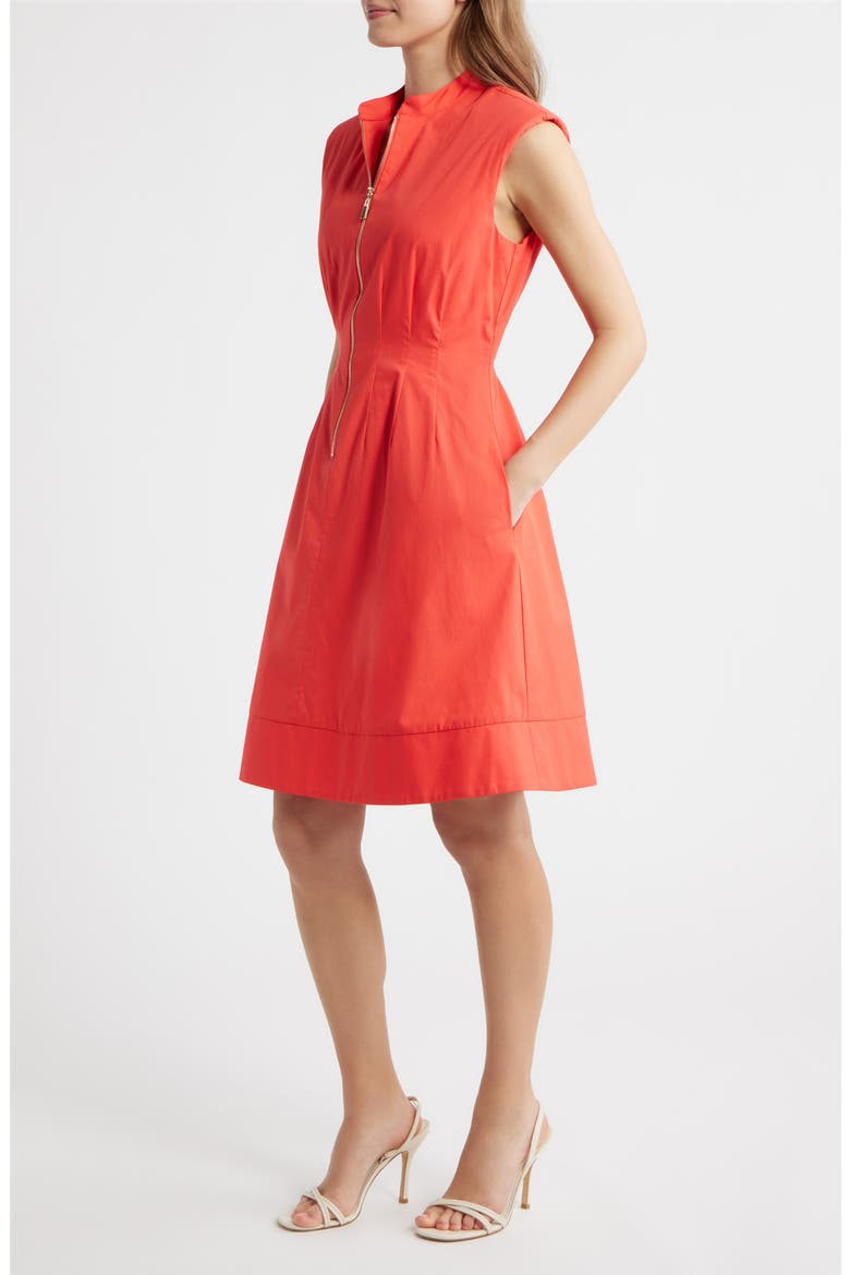 Sleeveless Cotton Dress, Alternate, color, CORAL