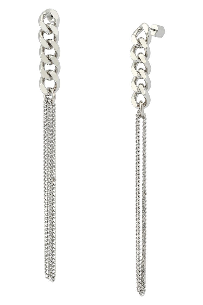 Mix Chain Linear Drop Earrings, Main, color, SHINY SILVER