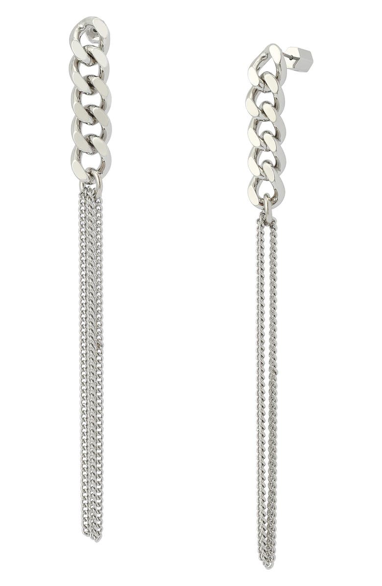 AllSaints Mix Chain Linear Drop Earrings, Main, color, Shiny Silver