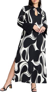 ELOQUII Printed Collared Maxi Dress