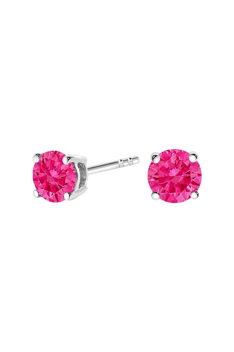 10K White Gold 1/2 Ct Lab Created Pink Diamond Solitaire Stud Earrings, Main, color, White