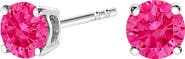 Haus of Brilliance 10K White Gold 1/2 Ct Lab Created Pink Diamond Solitaire Stud Earrings