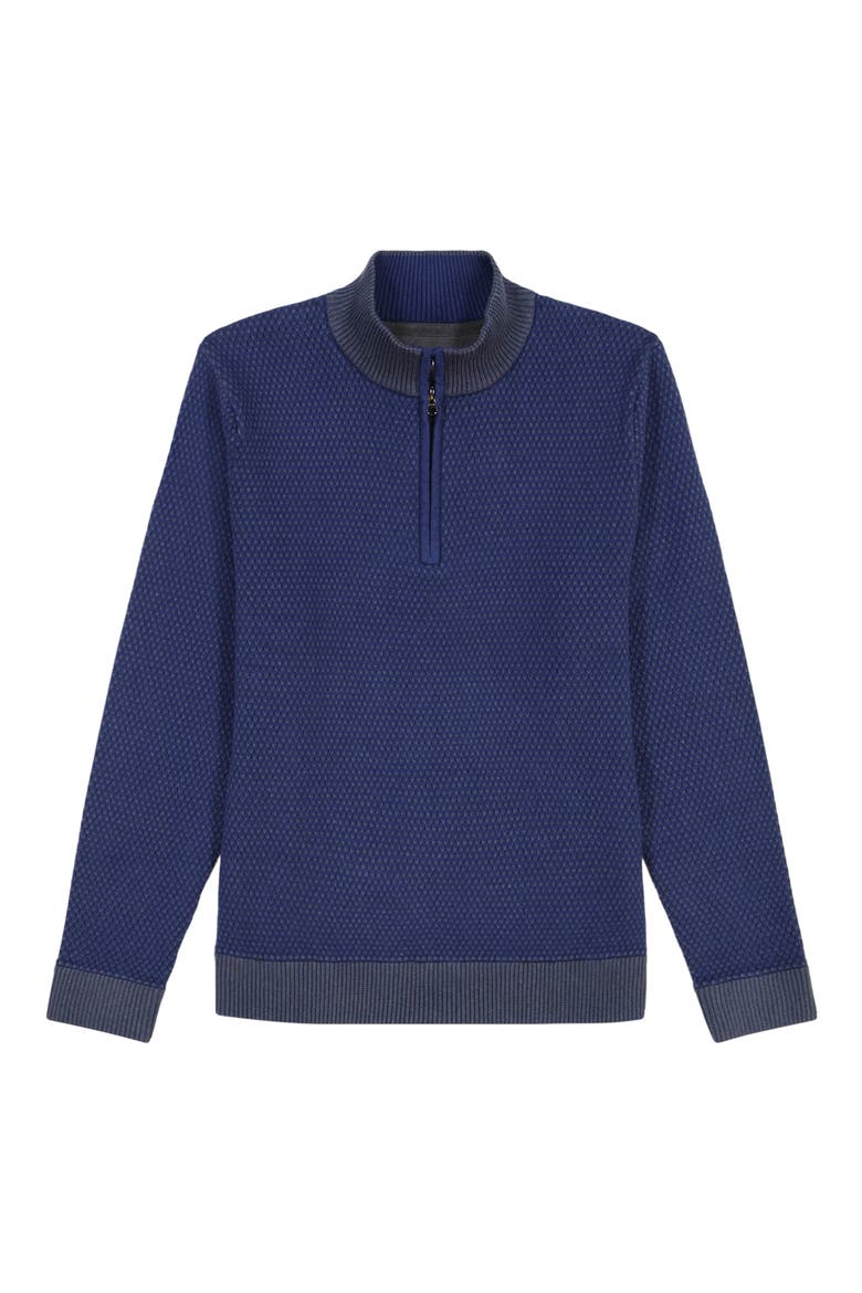 Walton Cotton & Silk Quarter Zip Sweater, Alternate, color, NAVY
