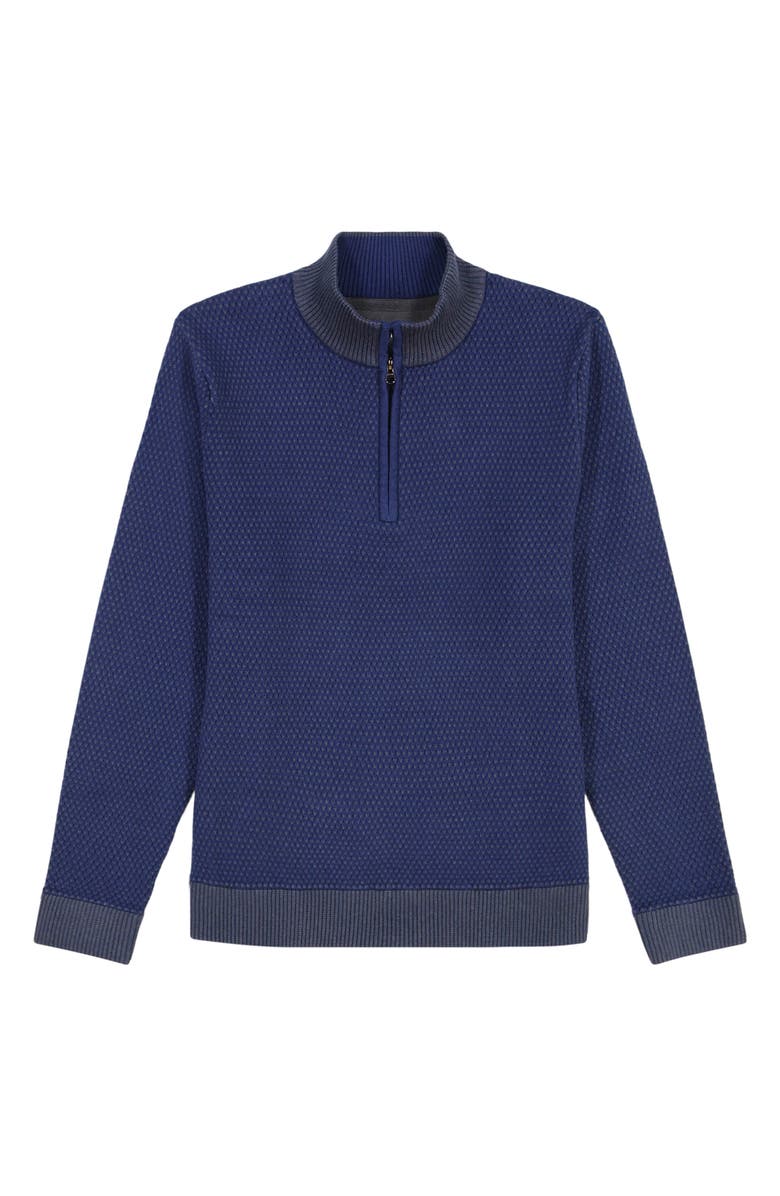 Robert Graham Walton Cotton & Silk Quarter Zip Sweater, Alternate, color, Navy