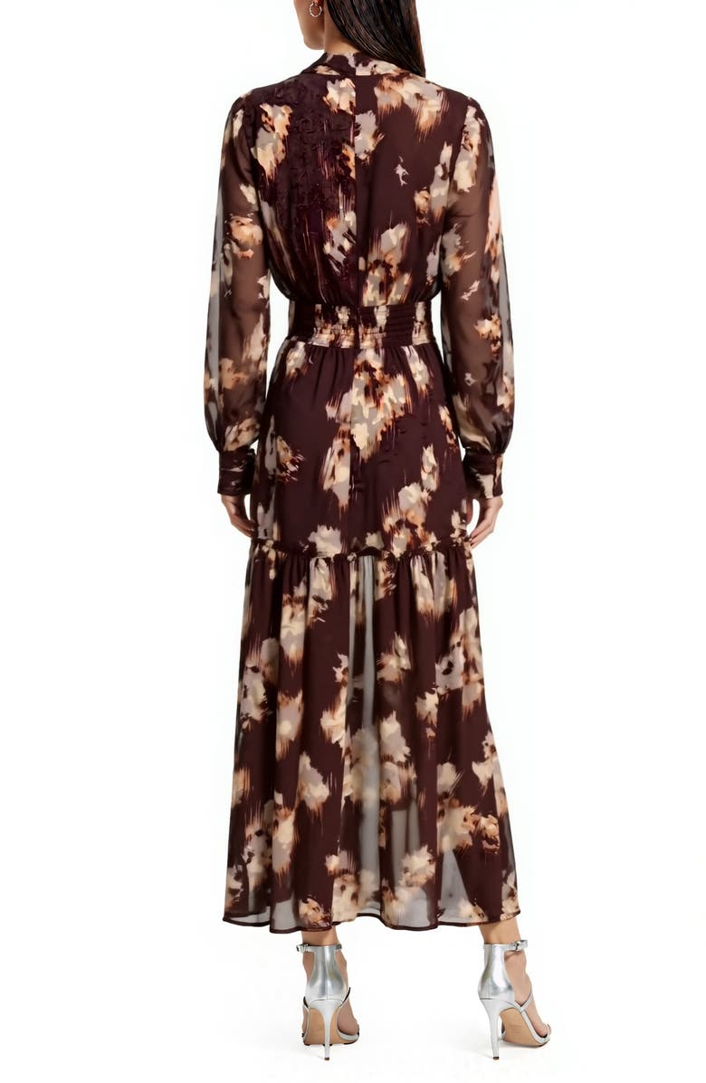 Mila Mae Long Sleeve Floral Maxi Dress, Alternate, color, Wine Floral
