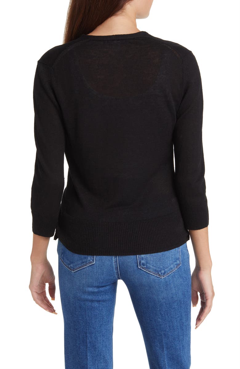 Tommy Bahama Addison Linen Blend Cardigan, Alternate, color, Black