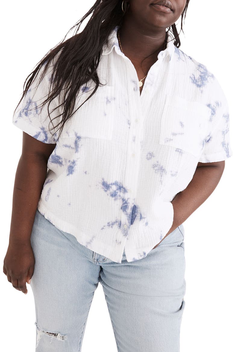 Safari Tie Dye Gauze Shirt, Main, color, TYE DIE CRAFT BLUE