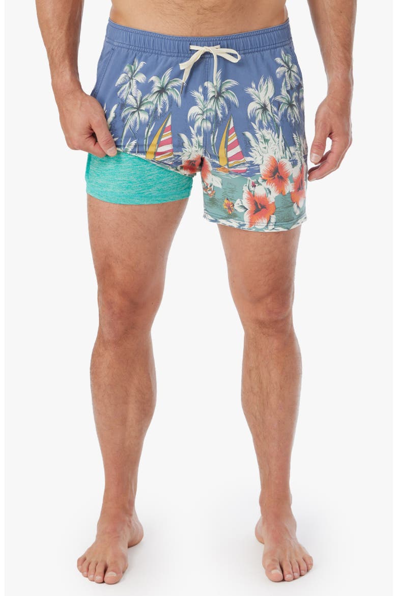 The Bungalow Water Repellent Swim Trunks, Alternate, color, ISLAND LIFE