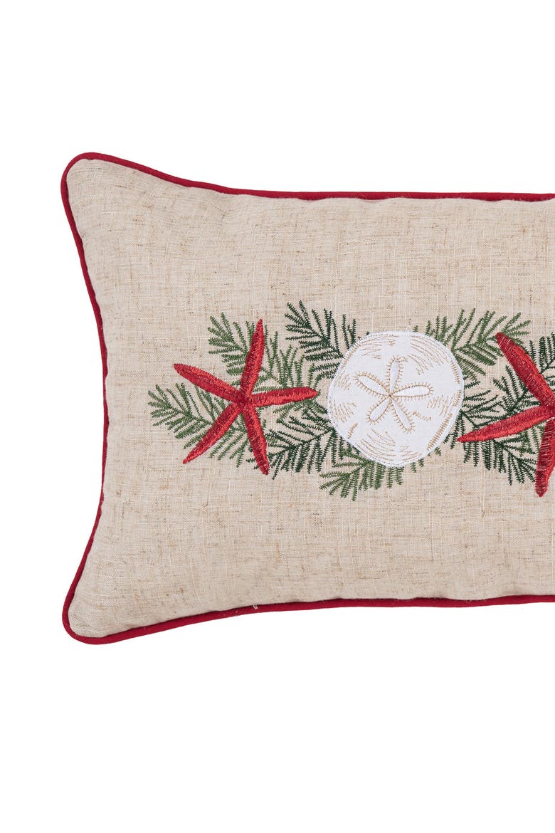Starfish Garland Pillow, Alternate, color, Beige