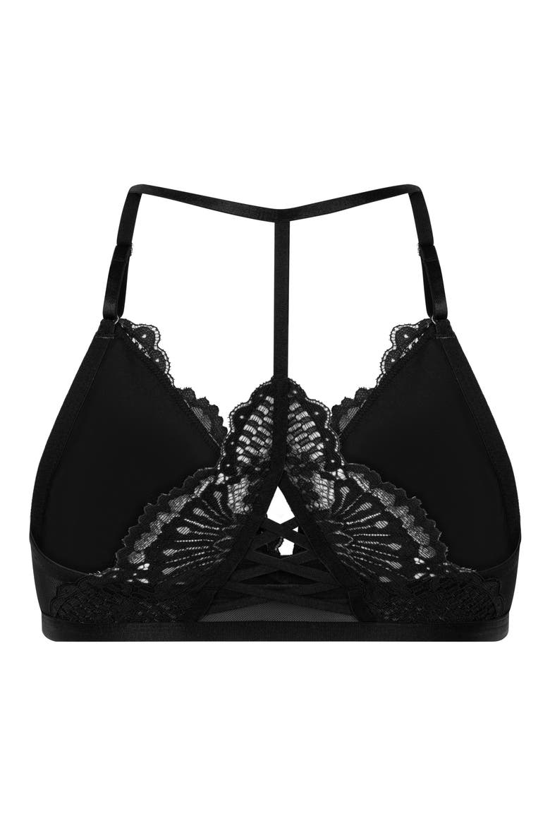 Whitney Front Clasp Triangle Bralette, Alternate, color, CAVIAR