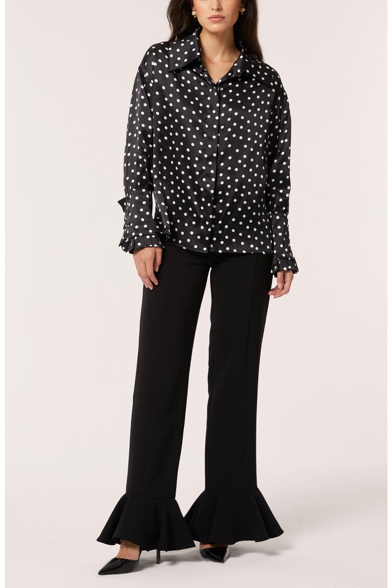 Antonia Silk Dots Blouse, Alternate, color, Black