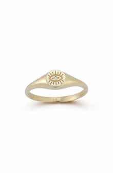 Ember Fine Jewelry 14K Gold Diamond Evil Eye Signet Ring