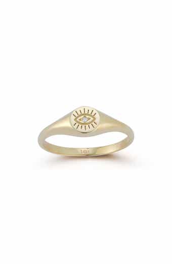 Ember Fine Jewelry 14K Gold Diamond Evil Eye Signet Ring