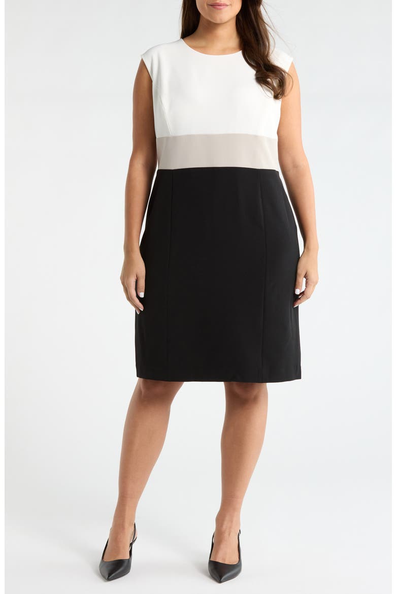 Colorblock Stretch Sheath Dress, Main, color, VANILLA ICE MULTI
