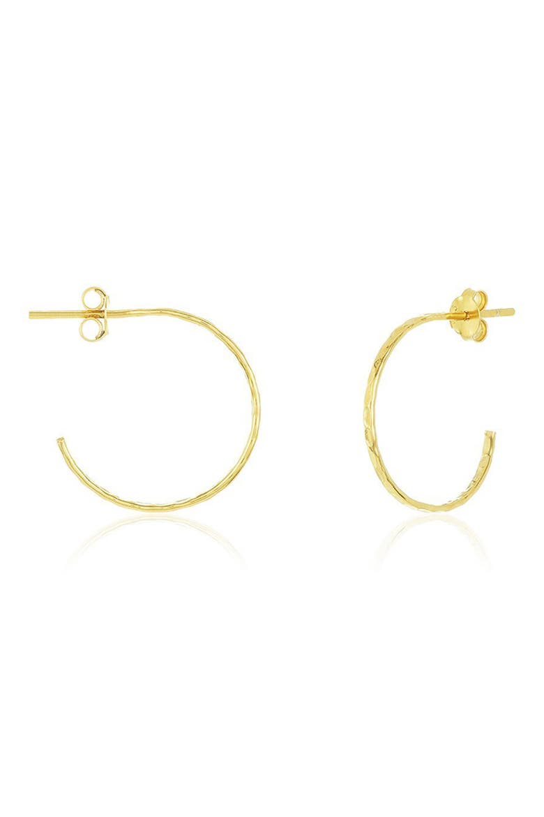 14K Yellow Gold Vermeil Hammered .75" Hoop Earrings, Main, color, GOLD