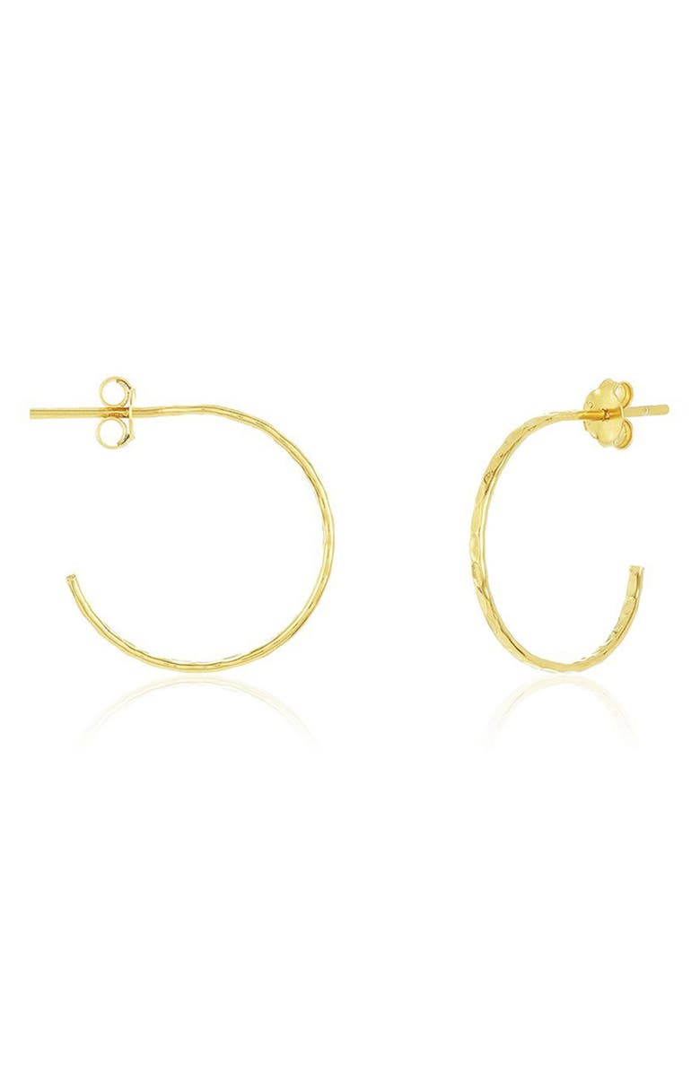 Sterling Forever 14K Yellow Gold Vermeil Hammered .75" Hoop Earrings, Main, color, Gold