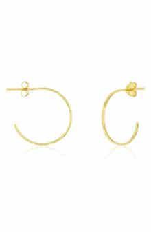 Sterling Forever 14K Yellow Gold Vermeil Hammered .75" Hoop Earrings