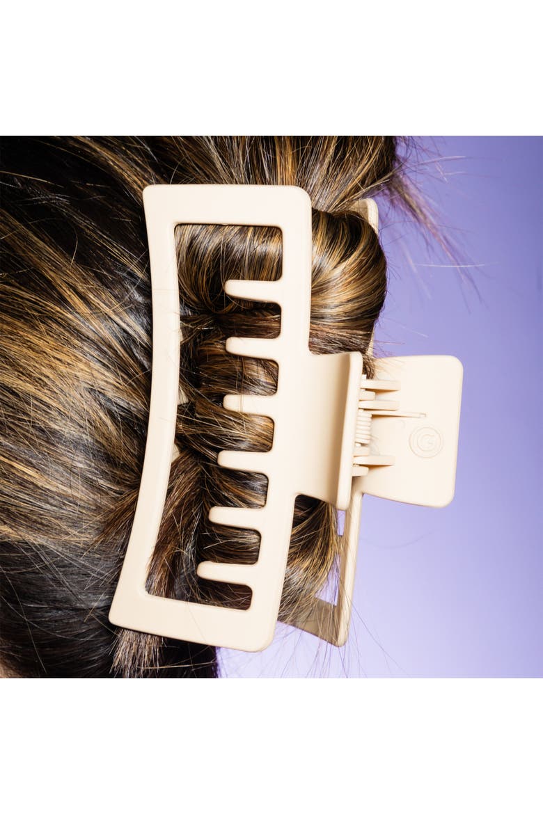 Thick Rectangle Double Teeth Claw Clip, Alternate, color, Beige