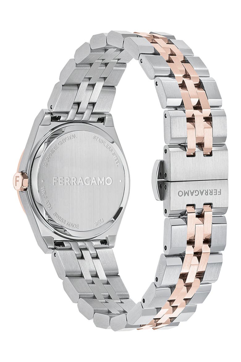 Vega Bracelet Watch, Alternate, color, BLACK/ ROSE/ SILVER