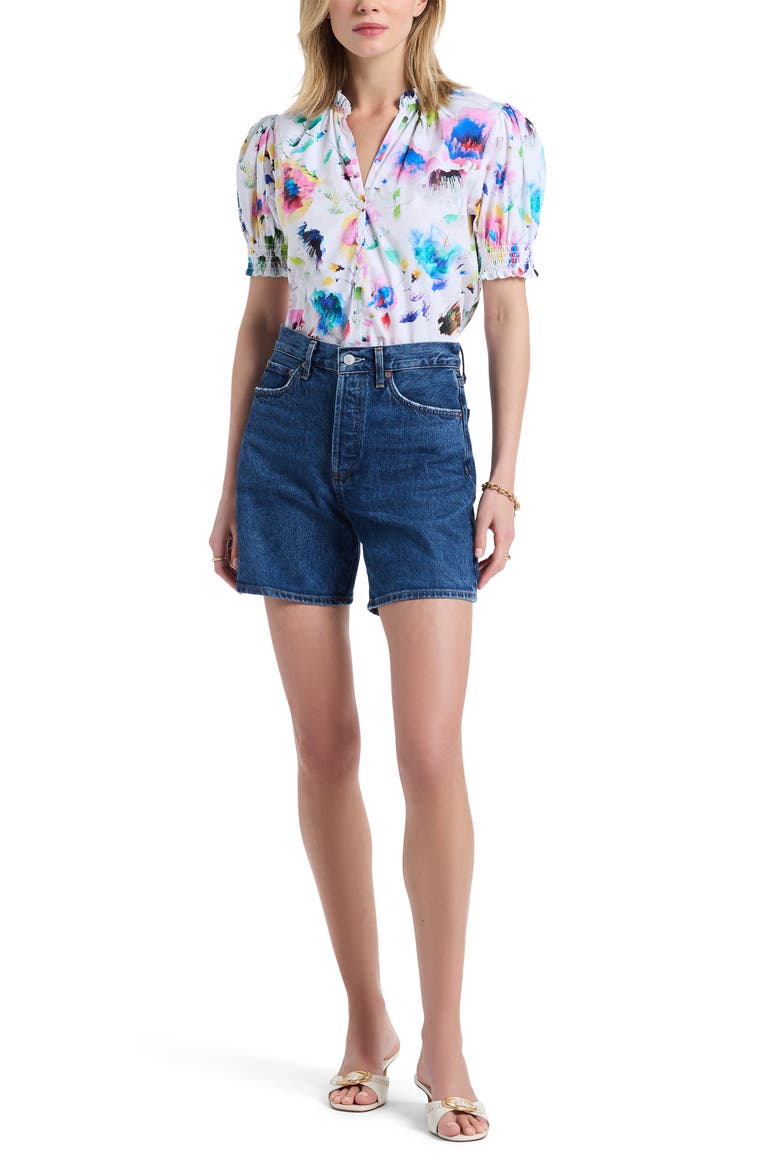 Mila Short Sleeve Woven Shirt, Alternate, color, WHITE MULTI