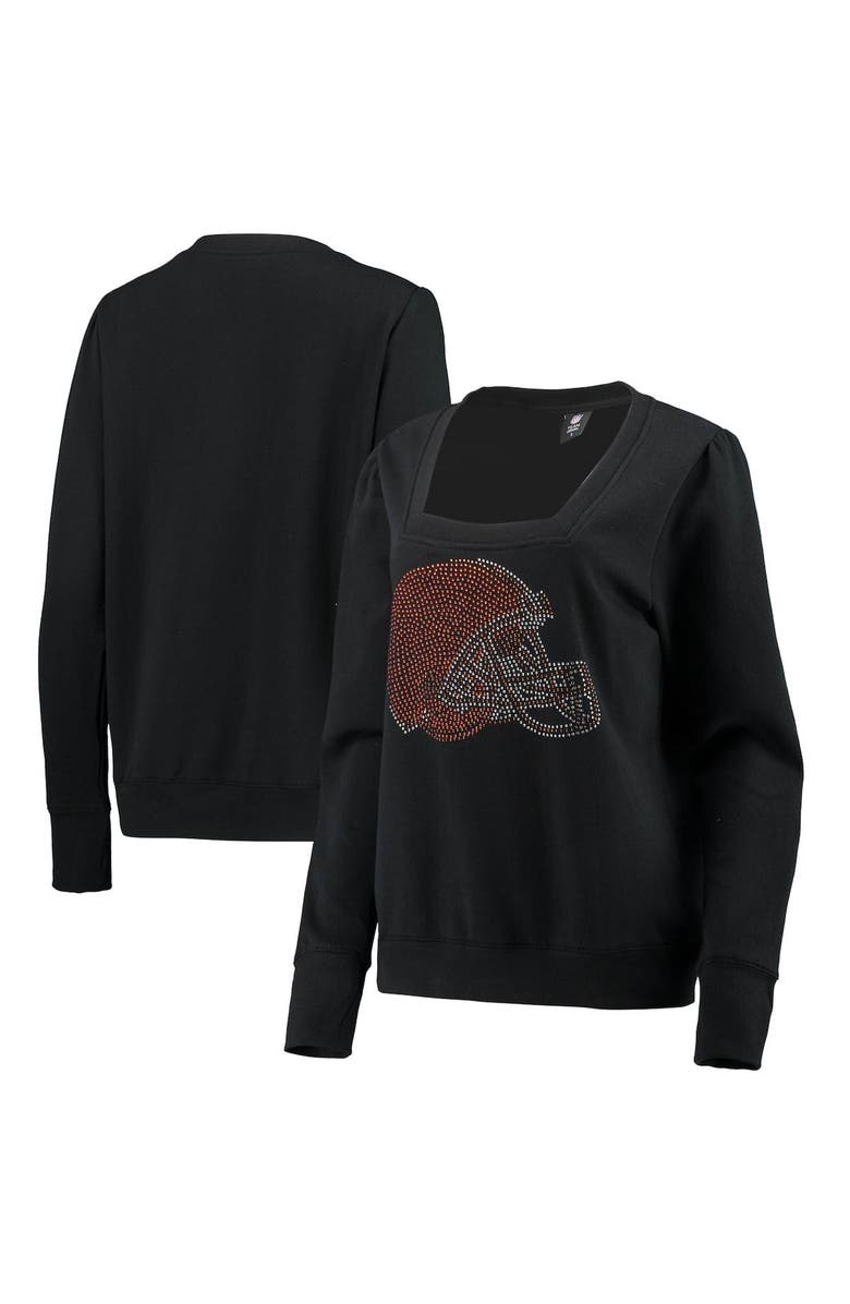 CUCE Women's Cuce Black Cleveland Browns Winners Square Neck Pullover Sweatshirt, Main, color,