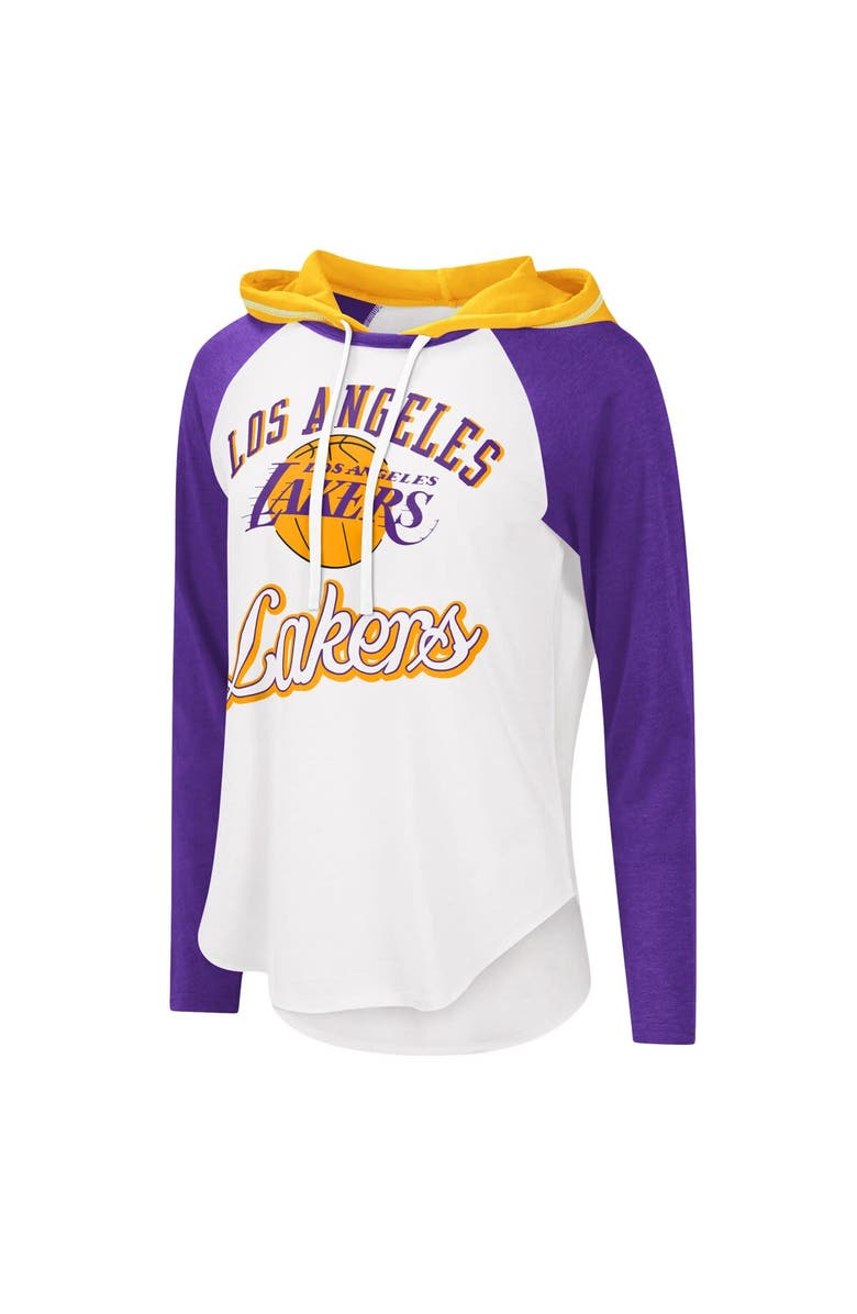 G-III 4HER BY CARL BANKS Women's G-III 4Her by Carl Banks White Los Angeles Lakers MVP Raglan Hoodie Long Sleeve T-Shirt, Alternate, color, White