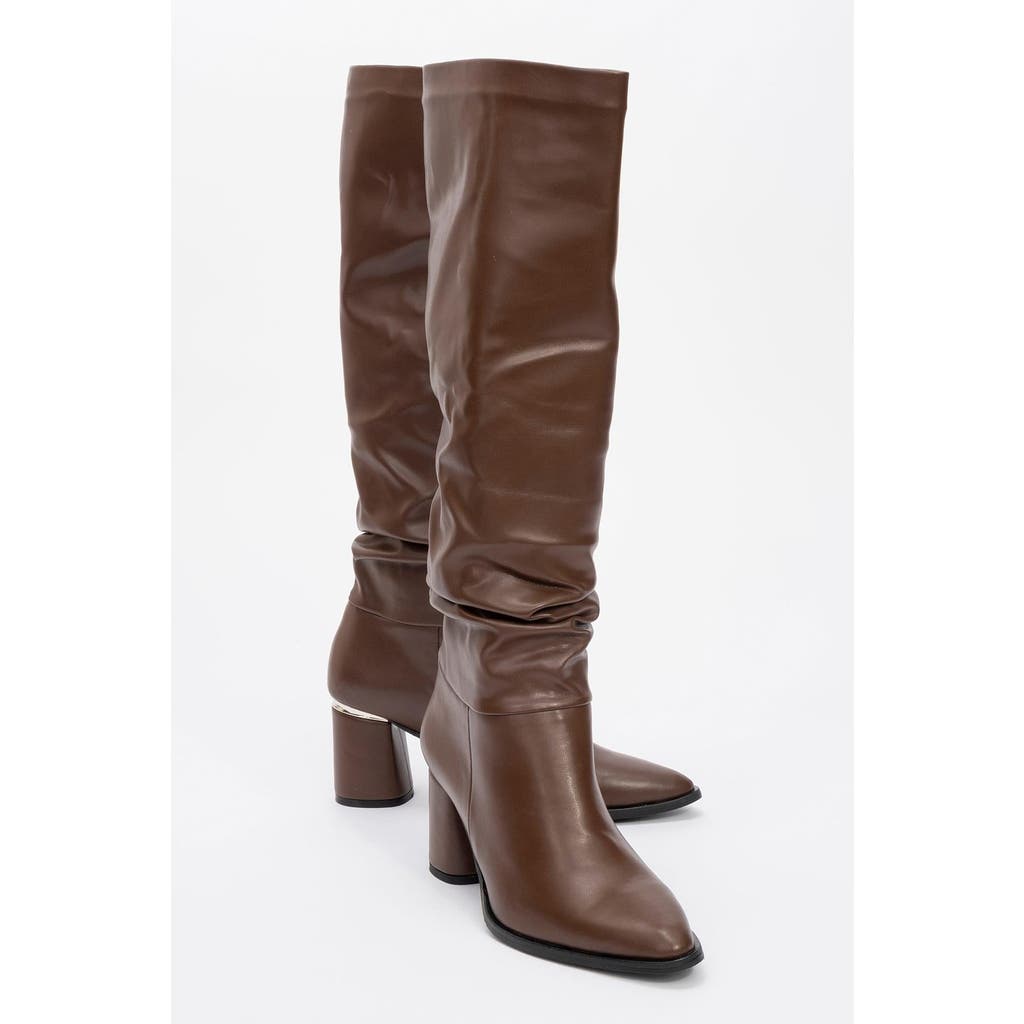 Prologue Shoes Vianella Block Heel Knee High Boot In Brown
