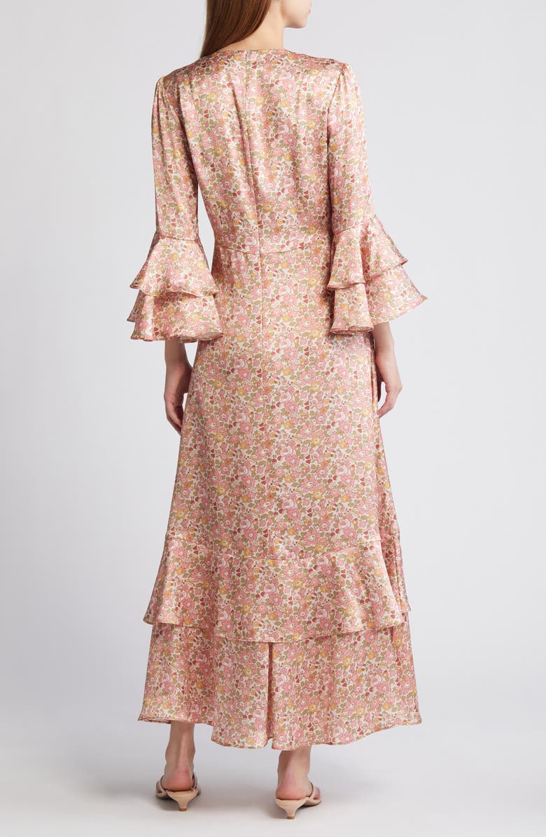Liberty London Gala Floral Tiered Silk Maxi Dress, Alternate, color, 