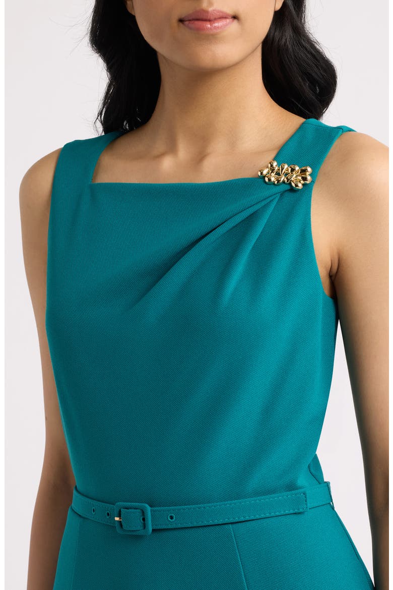 Embellished Sleeveless Crepe Dress, Alternate, color, EMPRESS TEAL