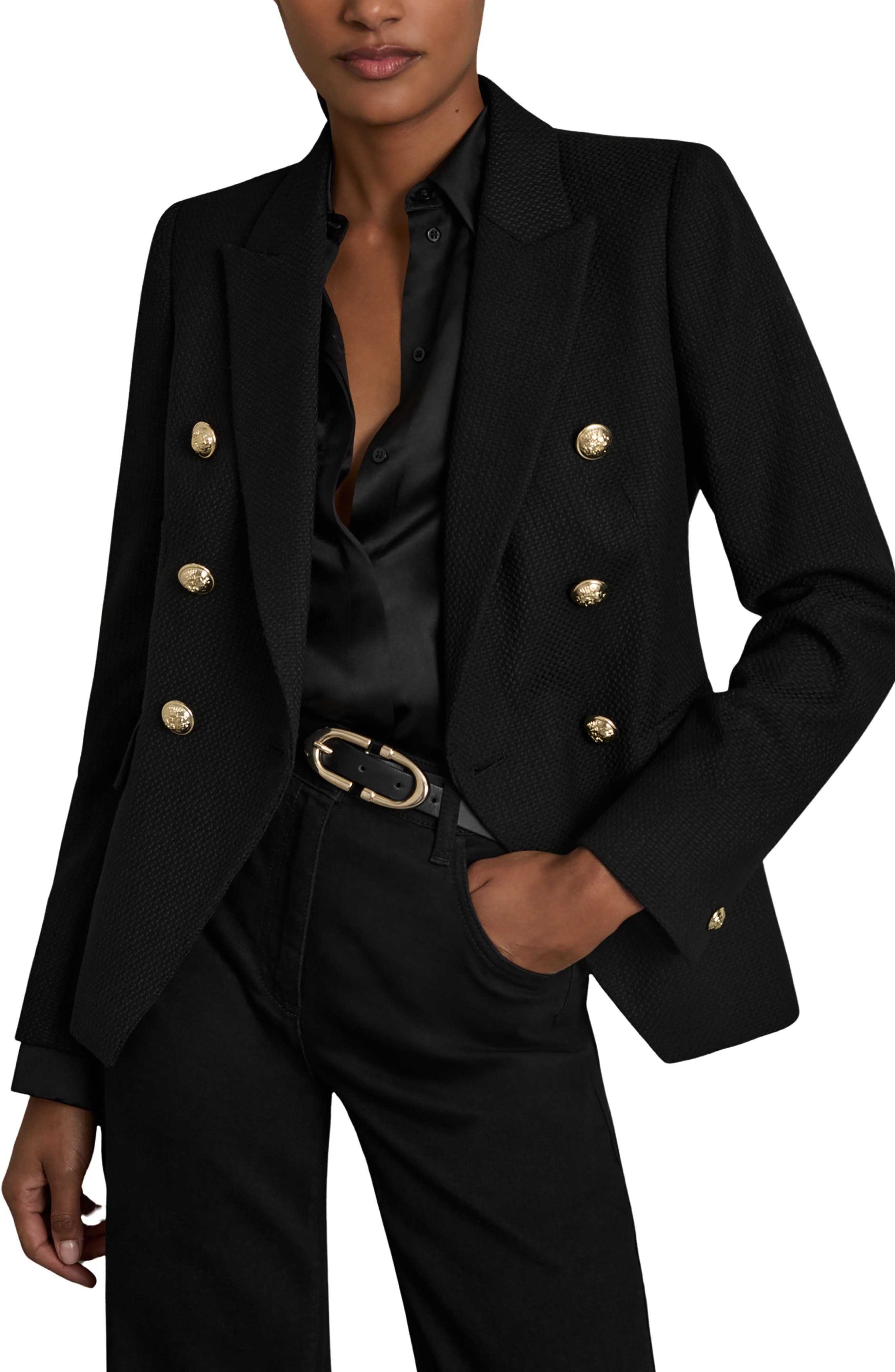 Tally Double Breasted Wool Blend Blazer