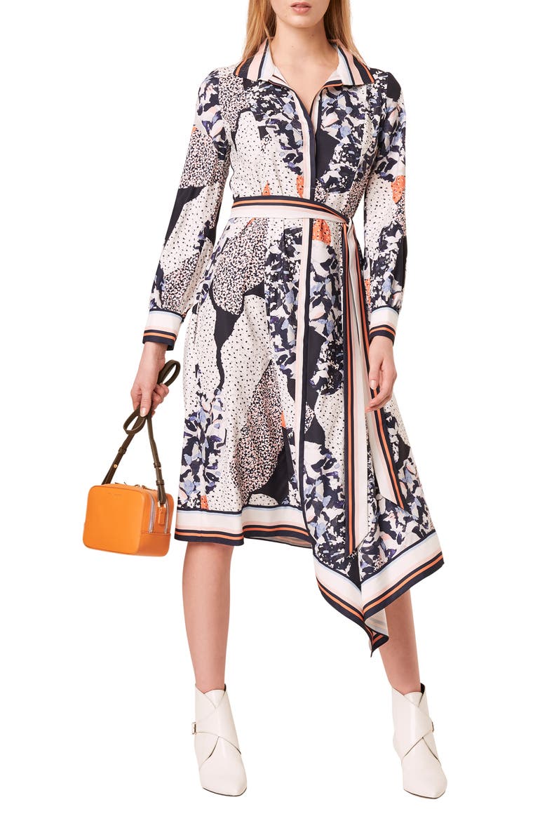 Delphine Mixed Print Long Sleeve Shirtdress, Main, color, MULTI