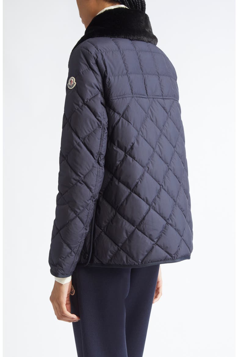 Cygne Quilted Down Jacket with Faux Fur Collar, Alternate, color, DARK NAVY BLUE