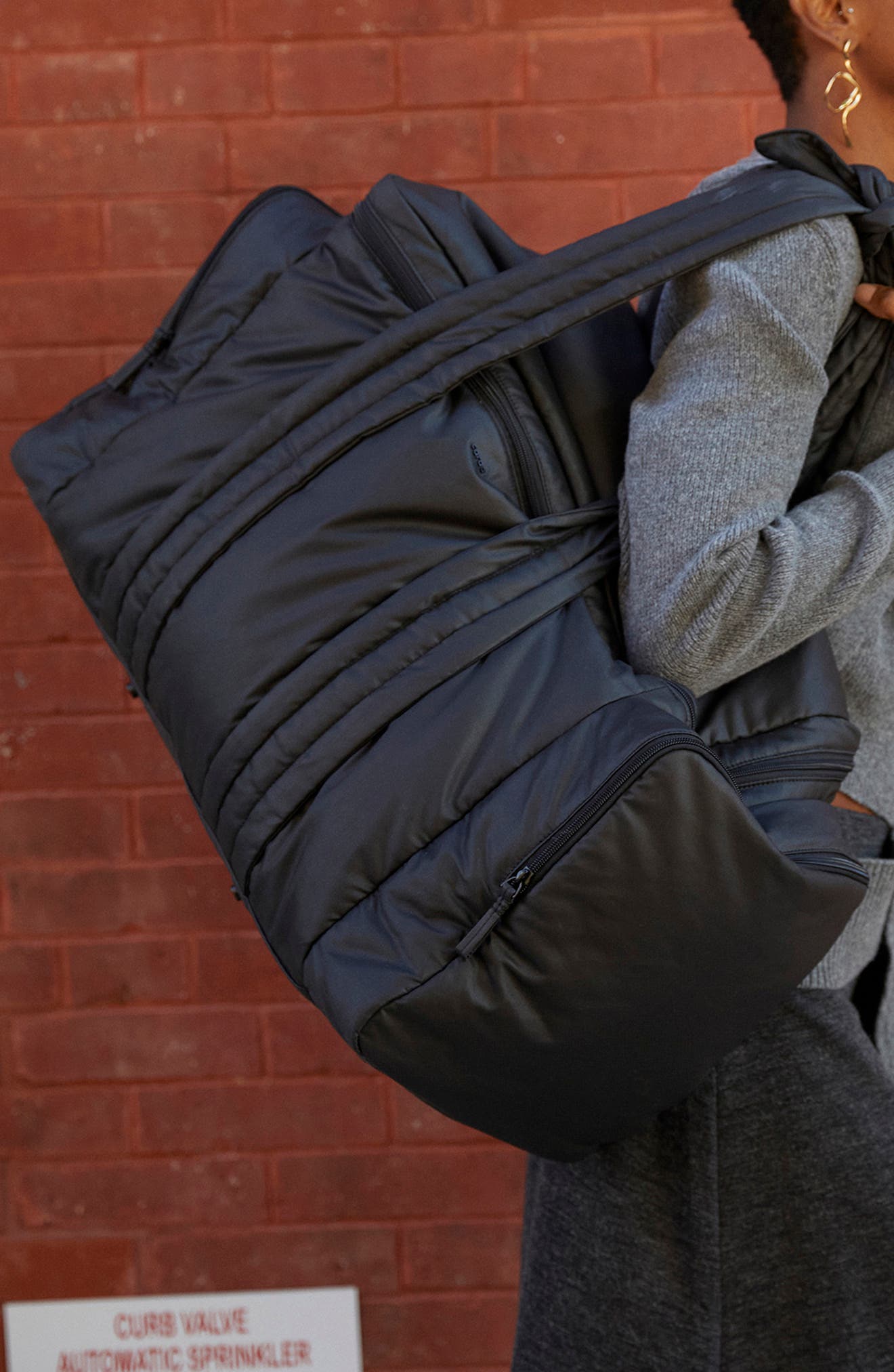 Caraa Water Repellent Organic Cotton Hospital Bag, Alternate, color, Black