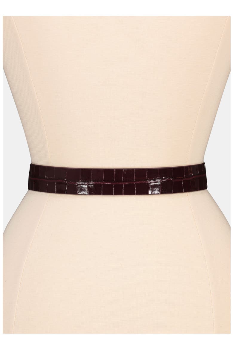 Croc Embossed Leather Belt, Alternate, color, BLACK ROSE