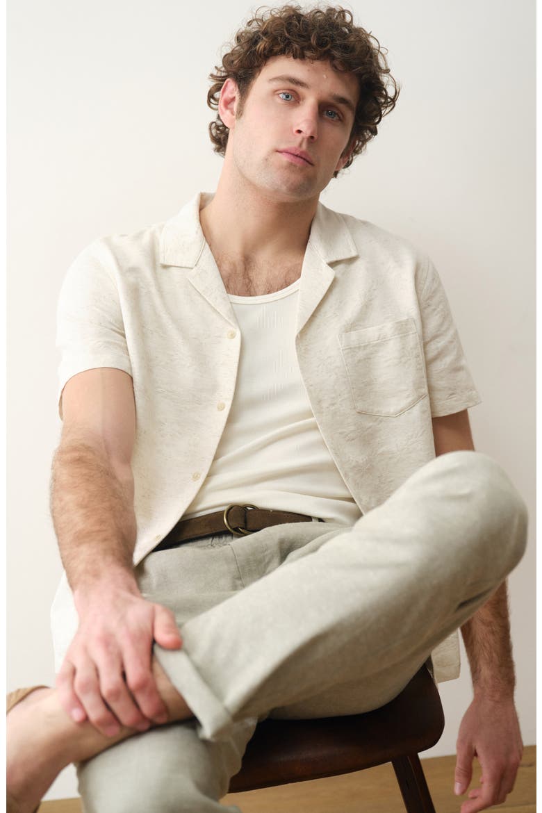 Jacquard Resort Camp Shirt, Alternate, color, NATURAL/ TAN