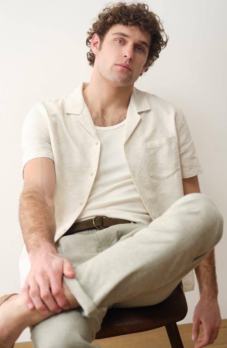 Marine Layer Jacquard Resort Camp Shirt, Alternate, color, Natural/ Tan