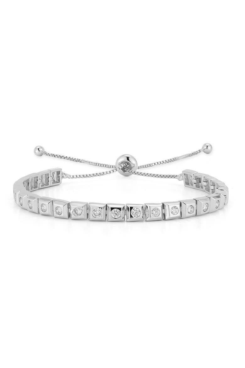 Cubic Zirconia Tennis Slide Bracelet, Main, color, SILVER