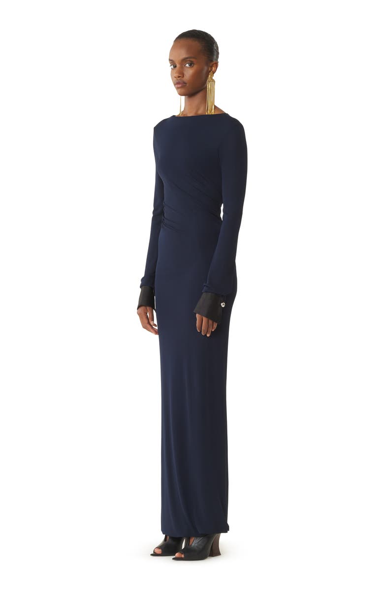 Lanvin Draped Dress In Crepe Jersey, Alternate, color, Navy Blue