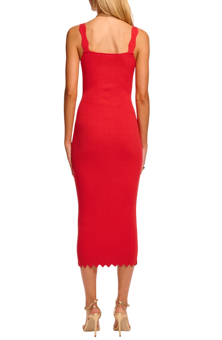 Ramy Brook Kira Rib Scallop Hem Dress, Alternate, color, Crimson