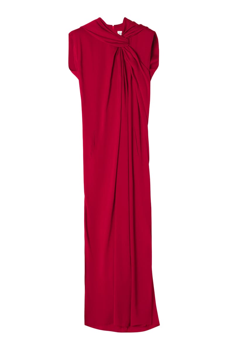 Lanvin Long Knotted Dress In Satin, Alternate, color, Red Anemone