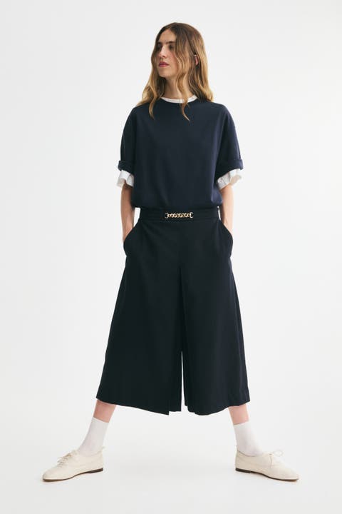 Pleat-Detail Culottes