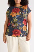T Tahari Cuff Short Sleeve Ruched T-Shirt