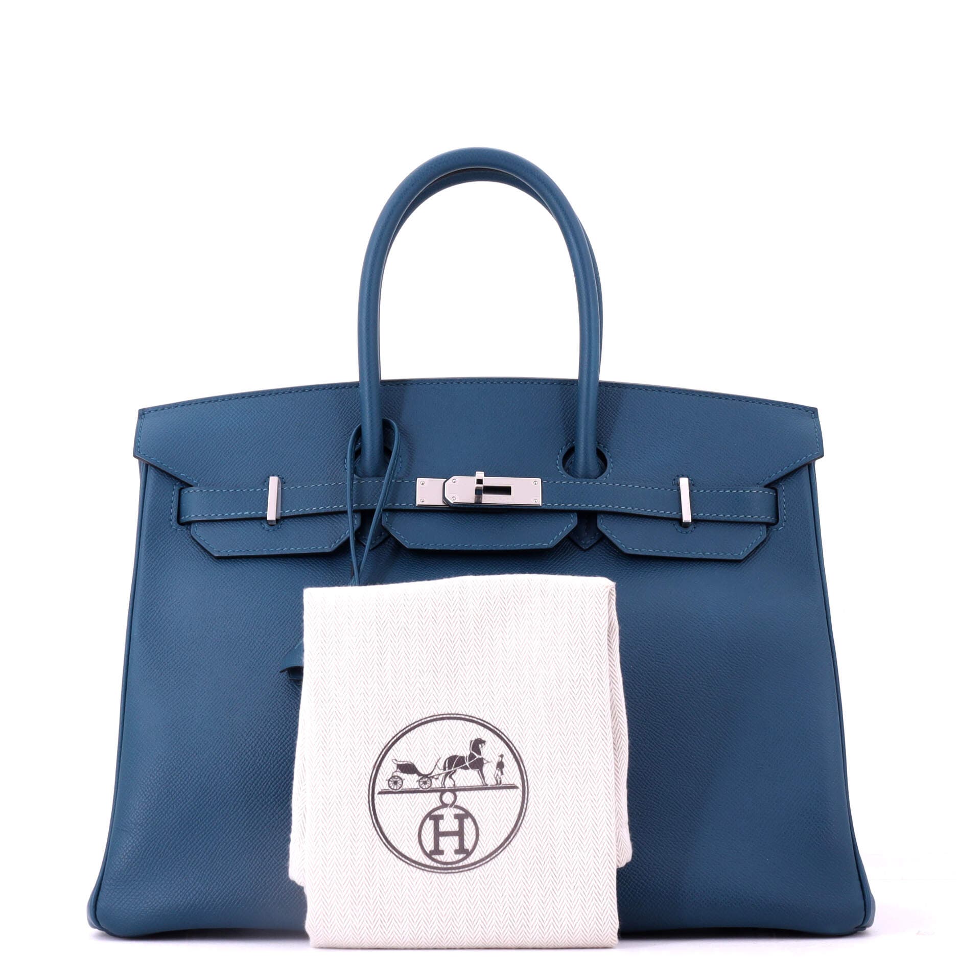Pre-Owned Hermes Birkin Handbag Blue Epsom with Palladium Hardware 35, Alternate, color, Bleu Tempete
