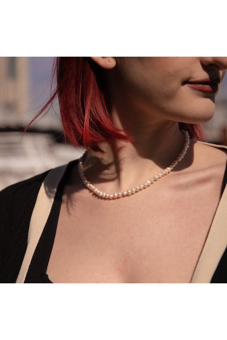 Freshwater Pearl Station Necklace, Alternate, color, Gold