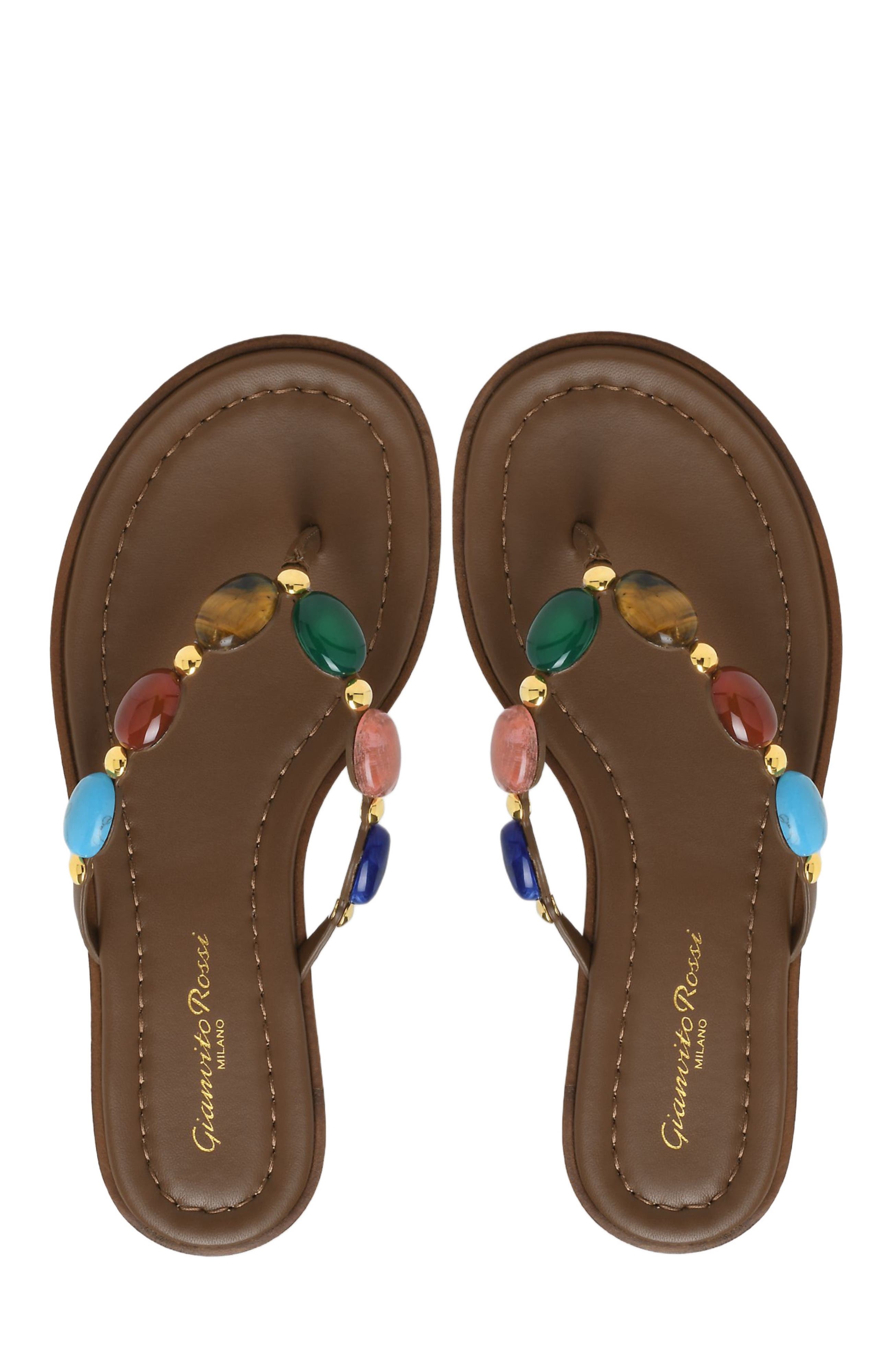 Gianvito Rossi Shanti Thong 05 Sandals, Alternate, color, Brown