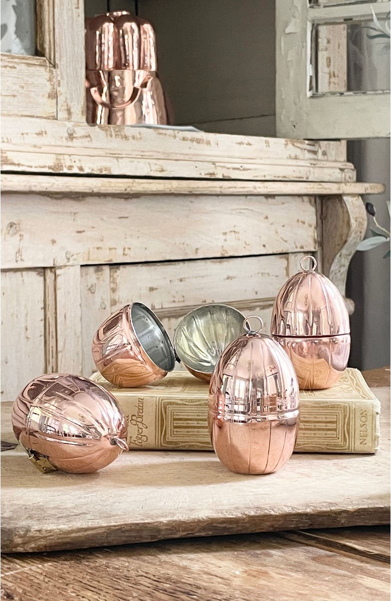 Coppermill Kitchen CMK Vintage Inspired Copper Handmade Egg Ornaments, Alternate, color, Copper